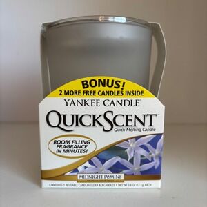 Yankee Candle QuickScents Midnight Jasmine Melting Candle + 2‎ Refills Bonus New